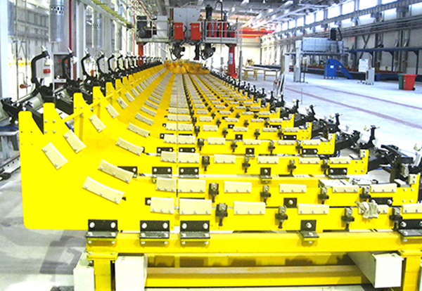 Photo of rail locomotive welding tooling at CSR Nanjing Puzhen Co., Ltd